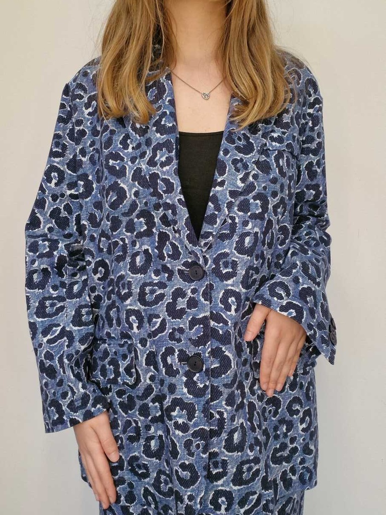 Blazer Oversize Léopard Bleu - Please
