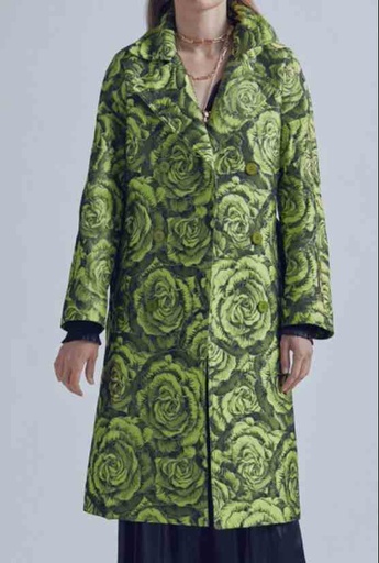 Manteau Long, Roses Limes - Maïté by Lola