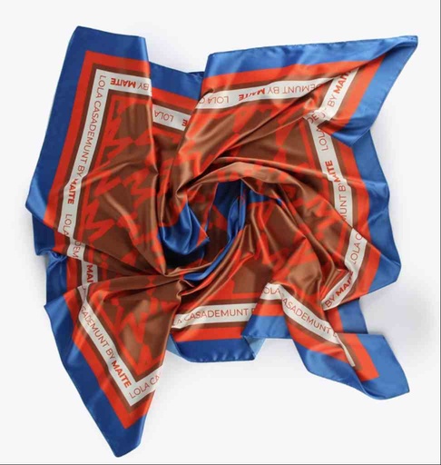 [32442002] Foulard Bi colore, Logo M, Orange et Bleu - Maîté by Lola