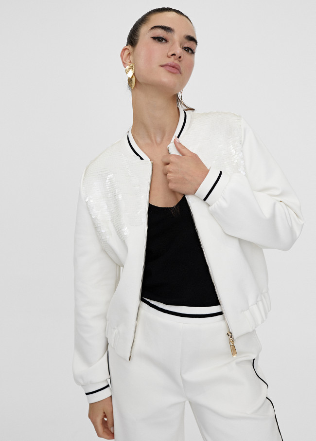Gilet Zippé Sequin Blanc LS2411010 - Lola Casademunt