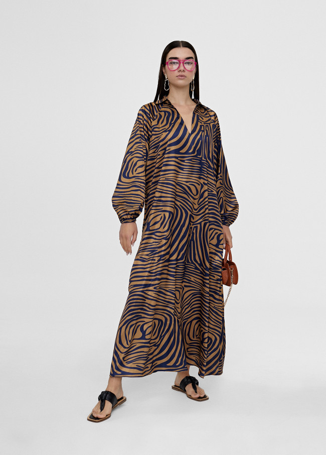 Robe zébrée col V LS2416014 - Lola Casademunt
