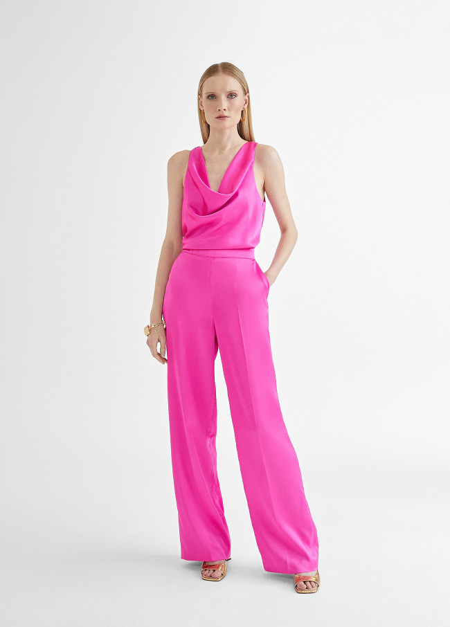 Top satin décolleté Fuchsia - Maïté by Lola