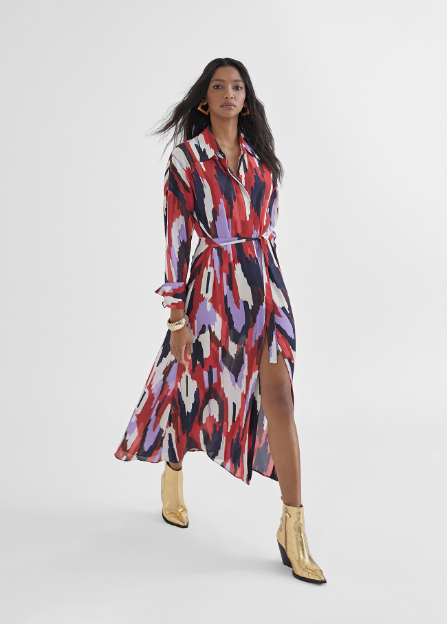 Robe Chemise imprimée Lilas/Rouge - Maïté by Lola