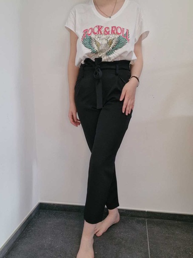 [P975D095F] Pantalon noir taille haute - Please