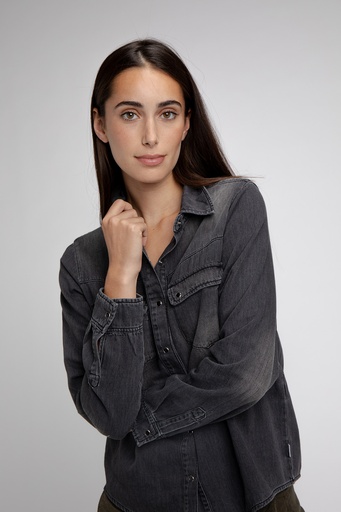 [TFCHEVAH24] Chemise Eva black washed - Happy