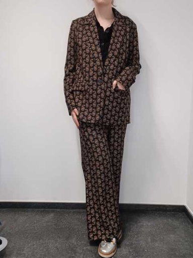 [P26KCYP000] Pantalon Noire motif brun - Please