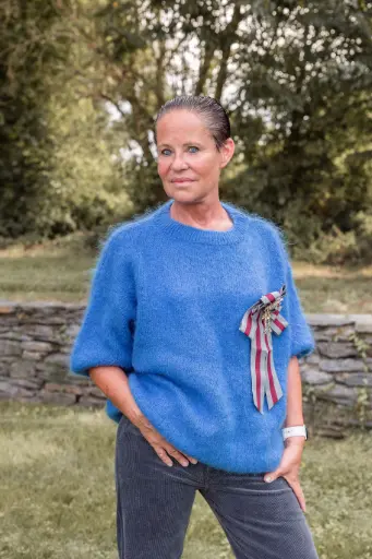 Pull à manches courtes Toudou bleu - Dixie