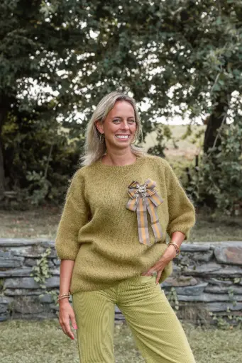 Pull à manches courtes Toudou olive- Dixie