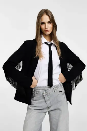 Blazer à franges noir - Please