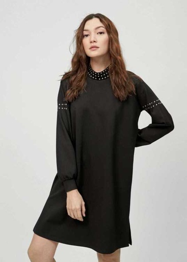 [12365005] Robe Noire Cloutée - Lola Casademunt